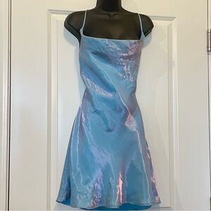 NWOT Princess Polly Blue Mini Dress Iridescent Sz 12 READ